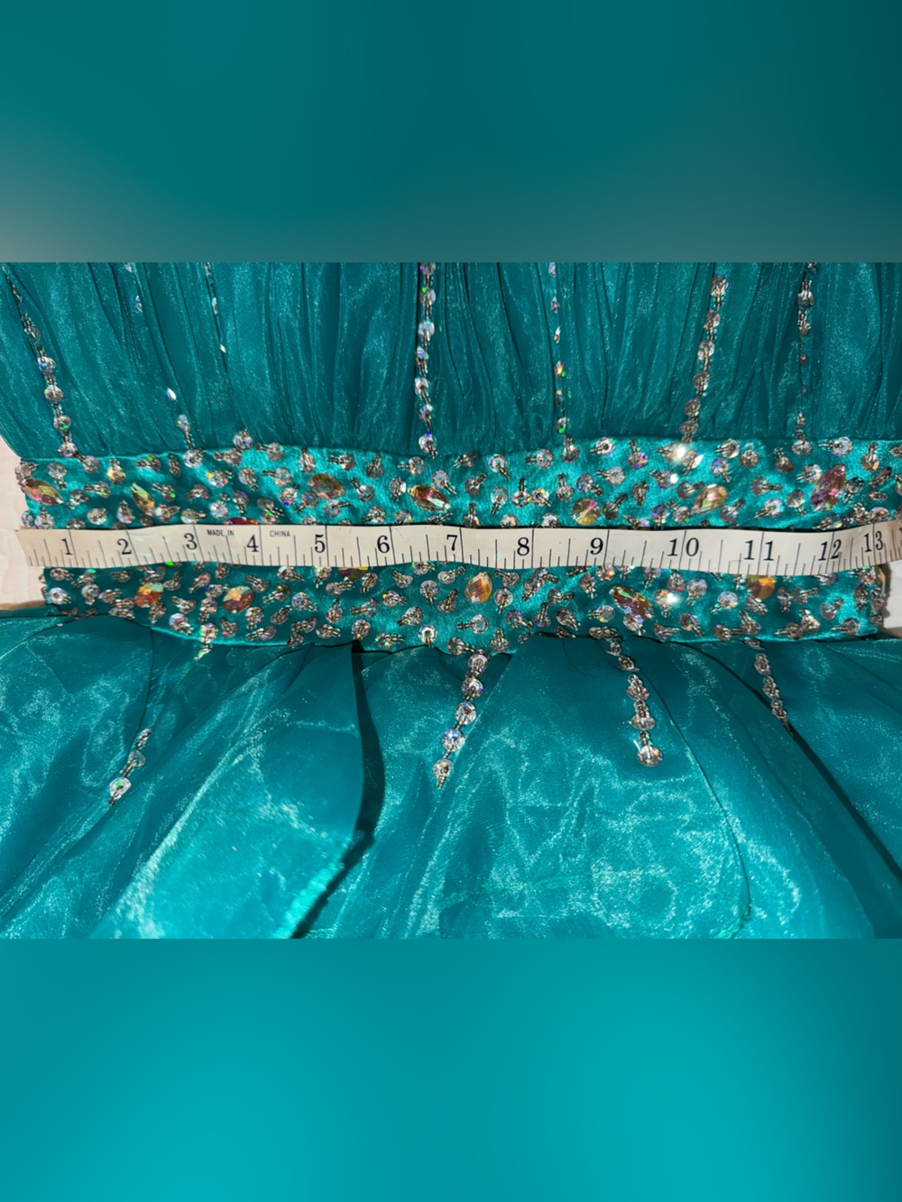 Grace Karin Sz 4 Teal Rhinestone Ruffle Corset Homecoming Dress Mermaidcore Fae - Picture 10 of 10